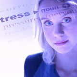 Dictionary Definition of the Word Stress on Woman's Face Lámina fotográfica Dictionary Definition of the Word Stress on Woman's Face Lámina fotográfica