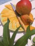 Plate of Mango Slices Outdoors Photographic Print by Alan Veldenzer