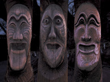 Wooden Carved Face Masks Photographic Print