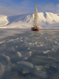Yacht Northhanger Frozen into the Ice, Drying Her Sails Photographic Print
