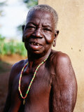 Portrait of Elderly Betamaribe (Somba) Woman, Koussou, Benin Photographic Print by Pershouse Craig