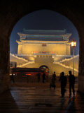 Floodlit Gate on Tiananmen Square Viewed Through an Arch Photographic Print