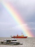Rainbow Over Ships in Beagle Channel, Ushuaia, Argentina Photographie par Michael Taylor