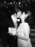 Roger Moore and Bride Luisa at Wedding Reception, Royal Garden Hotel London Photographic Print
