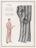 Pair of Elegant Striped Pyjamas and a Man Shown Modelling Them Lámina fotográfica