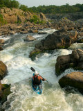 Kayaker Running Waterfalls at Great Falls Photographic Print