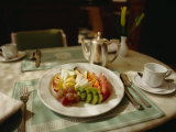 A Fruit Plate of Pineapple, Kiwi, Papaya, Grapes, Apple, and Watermelon Photographic Print