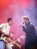 George Michael on Stage at an Aids Concert at Wembley Arena, with His Fellow Member of Band Wham Photographie
