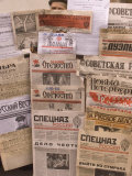 A Display of Russian Newspapers Photographie