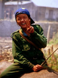 Portrait of Woman Riding Water Buffalo, Hsipaw, Myanmar (Burma) Photographie par Frank Carter