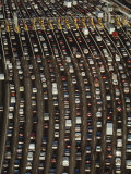 Cars Queue up at a Tollbooth on the Bay Bridge in Oakland, California, During Rush Hour Photographic Print by James A. Sugar