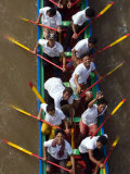 Cambodian Racers Row Their Wooden Boat Upon a Water Festival Photographic Print by Heng Sinith