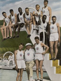 American Contestants Pose and Smile at the Side of the Swimming Pool Photographic Print