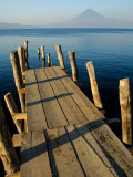 Lake Pier with San Pedro Volcano in Distance, Lake Atitlan, Western Highlands, Guatemala Photographic Print by Cindy Miller Hopkins