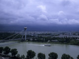 A Modern Bridge Separates the Old and New Parts of the City, Bratislava, Slovakia Photographic Print by Taylor S. Kennedy