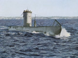 An Untersee-Boot of World War Two Cruises on the Surface Not Far from the Shore Photographic Print