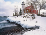 Winter Morning Light on Eagle Harbour Lighthouse on Lake Superior, Michigan, USA Photographic Print by Willard Clay