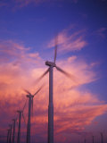 Fiery Cloud at Sunset with Power Generating Windmills, Walla Walla County, WA USA Photographic Print by Brent Bergherm