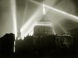 St. Paul's Cathedral Floodlit During VE Day Celebrations Photographic Print