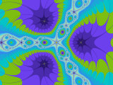 Abstract Purple and Green Fractal Designs on Turquoise Background Photographic Print by Albert Klein
