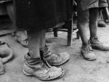 Old Shoes on the Feet of Children, Oliveto Lucano Photographic Print
