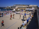 Women Playing Beach Volleyball, Plage des Catalans, Marseille, France Photographic Print