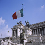 Flag in Piazza Venezia, Rome, Italy Photographic Print