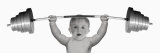 Portrait of a Baby Boy Weightlifting Lámina fotográfica por Panoramic Images