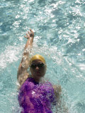 Young Woman Swimming the Backstroke in a Swimming Pool, Bainbridge Island, Washington, USA Photographic Print