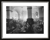 Interior of Munich Beer Hall, People Sitting at Long Tables, Toasting Print by Ralph Crane