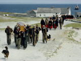 Village Men Carry a Coffin, Women in Red Skirts Follow in Procession Photographic Print by James A. Sugar