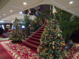 Christmas Trees at the Bottom of an Elegant Stairway on a Cruise Ship 写真プリント