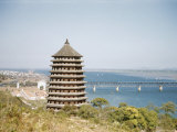 Six Harmonies Pagoda and the Bridge Across the Chien Tang River Photographic Print