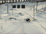 Overhead View of Buried Cars on an Interstate Highway after a Severe Five-Day Snow Storm Photographic Print