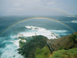 A Double Rainbow Brightens a Rainy Day off the Coast of Maui Photographic Print by Marc Moritsch