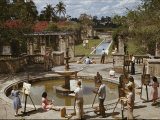 A University of Miami Art Class Paints Near a Fountain Photographic Print by Willard Culver