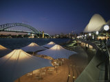 The Harbour Bridge and Opera House Frame an Outdoor Restaurant Photographic Print by Sam Abell