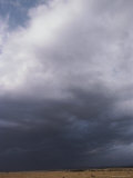 Dark Storm Clouds Gather over a Herd of Animals on a Savanna Photographie