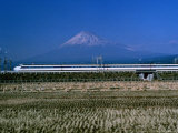 View of One of Japans Bullet Trains Speeding Through the Countryside Photographie