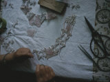A Jeweler Works Assembling an Ornate Necklace Photographie