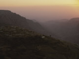 A View of Dana, Jordan and the Surrounding Landscape at Twilight Photographic Print