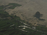 Aerial of Snefrus Pyramid at the Edge of Irrigated Farmland Photographic Print by Kenneth Garrett