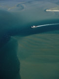 Aerial of Power Boat in Waters off the Outer Banks Photographic Print by Steve Winter