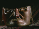 A Close View of a Broken Tiwanaku Indian Mask Photographic Print