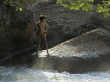 A Pinare Indian stands by a stream in Venezuela, Giclee Print