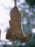 An Old Boot Decorates the Gate of an Alleyway in Chimayo Photographic Print