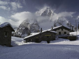 Slopeside Restaurants in Ski Resort with a Mount Blanc Backdrop Photographic Print by Gordon Wiltsie