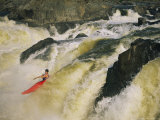 Kayaker Races Off the Top of the Great Falls in the Potomac River Photographic Print