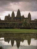 Angkor Wat Temple Reflected on the Surface of a Pool of Water Photographic Print