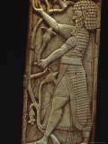 A Close View of a Syrian Ivory-Carved Panel Dating from 750 B.C. Photographie